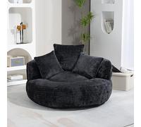 Soweiz Divano Durevole Comfort Lounger Schienale Alto Poltrona Sacco Sedia Divano con TRE Cuscini per Adulti e Bambini, Singolo Gaming Divano Sedia per Camera da Letto, Ufficio (Nero)