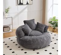 Soweiz Divano resistente e confortevole Lounger con schienale alto Poltrona sacco con TRE cuscini per adulti e bambini, Poltrona singola da gaming per camera da letto, ufficio (Velluto a coste