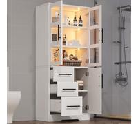 Soweiz Vetrina a LED, in vetro trasparente, 4 livelli, luce LED controllata da app, porte push-to-open, vetrina per personaggi e modelli (nero, 72 x 35 x 170 cm)