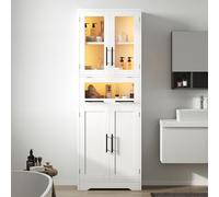 Soweiz Vetrina a LED, in vetro trasparente, 4 livelli, luce LED controllata da app, porte push-to-open, vetrina per personaggi e modelli (bianco, 60 × 30 × 170 cm)