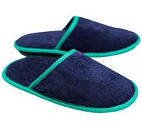 Sowel® Ciabatte Spugna, Pantofole da Bagno, 100% Cotone Organico, Donna et Uomo, Marina/Verde