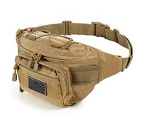 SOWHUP Marsupio tattico, Marsupio militare con patch U.S. Utility Hip Belt Marsupio per pesca all'aperto Escursioni, Marrone chiaro (4 tasche con cerniera), S, Marsupio tattico