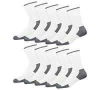 SOXCO Calzini da Uomo in Cotone - Pack da 10 Paia, Modello Crew per Uso Quotidiano (EU 39-42, Bianco)