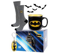 soxo DC Comics Batman Superman Calzini Uomo + Tazza + Portachiavi Idee Regali Divertenti Per Lui 40-45 Batman