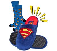soxo DC Comics Superman Ciabatte Uomo Idee Regalo Invernali Pantofole Casa Ciabatta 45/46 Superman Pantofole + Calzini 40-45