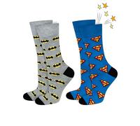 soxo DC Comics The Batman Superman Calzini Uomo Divertenti Regalo Uomo Calze Cotone 40-45 Batman Superman Logo 2 Paia