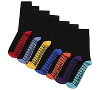 Soxy Calzini da bambino Days of the Week - Confezione da 7 - Calzini in cotone con suola, tallone e punta in colori intensi - Nero-Multicolore - Taglia scarpe UK 12-3