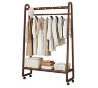 SOYDAN Bamboo Wardrobe Hanging Rail, Portable Closet with Wheels, Freestanding Carment Rack with Shelves for Cloakrooms, Shops, Dormitories, bedrooms(Marrone,60 * 38 * 165cm)