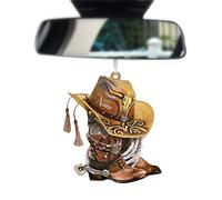 SOYDAN Charm per specchietto retrovisore, cappello da cowboy, stivali in acrilico 2D, grazioso ciondolo per auto, da parete, scaffale, divertente decorazione per finestre