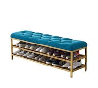 SOYDAN Entryway Storage Bench,End of Bed Bench with Steel Legs, 2 Tier Shoe Rack with Upholstered Bench, for Hallway, Bedroom, Living Room, Dining Room(Blu,80 * 35 * 46cm)