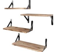 SOYDAN Mensole sospese, mensole da cucina, porta spezie in legno di paulonia, mensole da parete da 4 for camera da letto, bagno, soggiorno, cucina, ufficio, lavanderia, ecc.(Marrone)