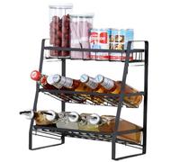 SOYDAN Porta spezie a 3 livelli, porta spezie da cucina indipendente, ripiano in metallo for cucina, organizer for spezie da banco, ideale for armadi, ripiani e credenze.(2)
