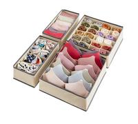 SOYDAN Set di 4 contenitori for cassetti Simple Houseware, contenitori pieghevoli for cassetti, divisori in tessuto for armadio for biancheria intima, calzini, reggiseni, sciarpe(beige)