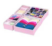 SOYDAN Set di 4 contenitori for cassetti Simple Houseware, contenitori pieghevoli for cassetti, divisori in tessuto for armadio for biancheria intima, calzini, reggiseni, sciarpe(Rosa)