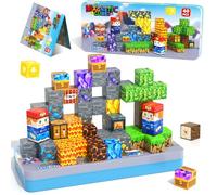 Soyee Giocattolo magnetico da viaggio con scatola di metallo, giocattolo da costruzione magnetico, giocattolo da viaggio, gioco da viaggio per viaggi in auto, viaggi, blocchi magnetici, regalo a