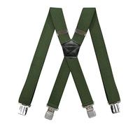 SOYNIA Bretelle Suspender Bretelle Elastiche A 4 Clip da Uomo per Adulti 3,8 Cm A Forma di X in Grano di Mais Colore Verde Militare
