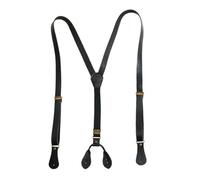 SOYNIA Bretelle Suspender Bretelle in Pelle con Fibbia A Bottone per Uomo E Donna Antiscivolo retrò con Quattro Bottoni Casual Versatili Bretelle Nere