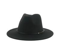 SOYNIA Fedora Trilby Cappello Feltro Cappelli per Uomo Donna Cappello in Feltro Abito A Tesa Larga Berretti Jazz da Matrimonio 60-62 Cm (XL) Nero