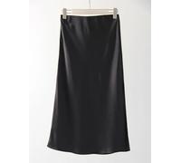 SOYNIA Gonna da Donna Una Linea con Fessura Ufficio Vita Alta Gonne da Donna in Raso Elastico in Vita Gonne A Fessura per Le Donne M Nero