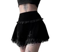 SOYNIA Gonna Donna per Donna Minigonne Gotiche Vita Alta Pizzo Gonne con Volant Gonne Corte Casual Streetwear L Nero