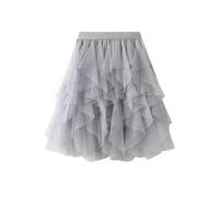 SOYNIA Gonna Donna Tinta Unita Vita Alta Mesh Gonna Donna Dolce Increspature Ball Gown Gonne Corte Taglia Unica Grigio