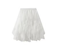 SOYNIA Gonna Donna Tinta Unita Vita Alta Mesh Gonna Donna Dolce Increspature Ball Gown Gonne Corte Taglia Unica Bianco