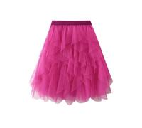 SOYNIA Gonna Donna Tinta Unita Vita Alta Mesh Gonna Donna Dolce Increspature Ball Gown Gonne Corte Taglia Unica RoseRed