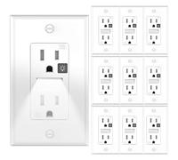 SOZULAMP White Outlets Receptacles with Night Light,Electrical Tamper Resistant Wall Outlet 15 Amp 125Volt, Nightlight Wall Outlet with Covers Wall Plate(10 Pack)