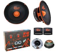 SP Audio SP-EM6.5 KIT, 1 Kit a 2 Vie da 6,5" 16,5 cm 165 mm, 200 Watt RMS 400 Watt Max, 4 Ohm, 2 Midrange, 2 Tweeter, 2 Crossover, Portiere, Sportelli, Per Auto