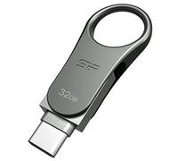 SP/Silicon Power mobile C80 32GB USB 3.0 Flash Drive girevole con doppio connettore Type-C/USB per periferiche Type-C e MacBook - Titanio