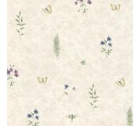 SP21157 - Carta Da Parati Beige Galerie Con 3 Farfalle Api E Libellule