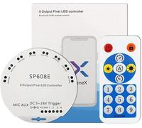 SP608E DC5V-24V WS2812B Controller musicale WS2811 WS2815 8CH Segnale LED Light Strip Built in Mic iOS Android Bluetooth