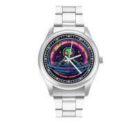 Spa-ce Alien, orologio da polso da uomo, casual, con cinturino in acciaio inox, in lega, al quarzo, Stile:, regular, Bracciale