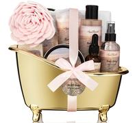 Spa Gift Baskets For Women - Luxury Bath Set With Rose Oil & Orchid - Spa Kit Includes Body Wash, Bubble Bath, Lotion, Body Butter, Soap, Body Spray, Shower Puff, and Towel