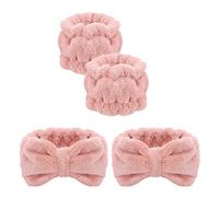 Spa lava del polso a fascia da polso a fascia mischia per lavarsi per lavarsi la faccia, braccialetti per asciugamani a fascia per capelli da bracciale per lavarsi 4 pezzi (rosa), 1