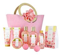 Spa Luxetique Set Regalo Donna, 10 Pezzi Profumo di Rose, Set Regalo da Bagnoset, Crema per le Mani, Bagnoschiuma, Borsa Spaziosa, Regali di Compleanno per la Mamma, Regalo di San Valentino