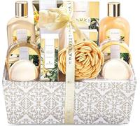 SPA LUXETIQUE Set regalo per fidanzata - 12 pezzi, profumo di vaniglia con sali da bagno, bombe, gel doccia, crema per le mani, turbante per capelli con bottone, Natale Regalo Festa della Mamma