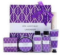 Spa Luxetique Set spa alla lavanda, regalo da donna, kit rilassante per la casa e spa, include lozione per il corpo, gel doccia, bagnoschiuma, crema per le mani, regalo di compleanno per donne, regalo