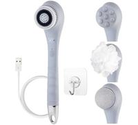 Spa Sciences Nera, spazzola per il corpo da doccia, trattamento multifunzione 4 in 1, per una migliore esfoliazione, pulizia, massaggi, include spazzola per il corpo, luffa, pietra pomice, testa per massaggi, tutti i tipi di pelle