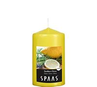 Spaas 12 Candele cilindriche profumate 60, 25 Ore-Southern cit, Cera di paraffina, Giallo Autunnale, D 60 mm x H 100 mm
