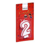 Spaas 12 Candele di Compleanno - Numero '2', Cera di paraffina, Rosso, L 15 mm x H 70 mm