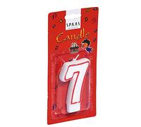 Spaas 12 Candele di Compleanno - Numero '7', Cera di paraffina, Rosso, L 15 mm x H 70 mm