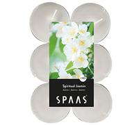 Spaas 12 candele profumate maxi per 10 ore, gelsomino spirituale, bianco, 58 mm x 24 mm