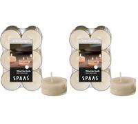 Spaas - 12 candeline profumate in Tazza Trasparente, Cera di paraffina, plastica, Avorio, Diametro 56 mm x Altezza 21 mm (Confezione da 2)