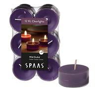 Spaas 12 lumini profumati maxi in tazza trasparente trasparente, 8 ore, orchidea selvatica, melanzana