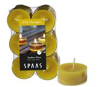 Spaas - 12 maxi candele profumate in tazza trasparente trasparente, ± 8 ore, agrumi meridionali