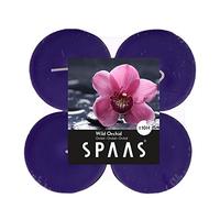 Spaas 12 x 4 Candele profumate Maxi, Cera di paraffina, Tazza in Alluminio Melanzana, Diametro 58 mm x Altezza 24 mm