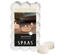 Spaas 30 luci profumate, Candele in Tazza Trasparente, ± 4,5 Ore, Cera paraffinica, Bicchiere di plastica, Bianco, Spiritual Jasmine, 521 unità