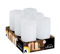Spaas Unscented Pillar Candles Hours-White 6 Candele profumate rustiche 70, 60 Ore-Bianco, Cera di paraffina, D 70 mm x H 130 mm, 6 unità