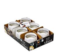 Spaas - 6 portacandele con luci Trasparenti in Vetro, Cera di paraffina Bianca, Diametro 92 mm x Altezza 48 mm
